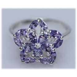 14.01 CTW TANZANITE RING .925 STERLING SILVER
