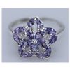 Image 1 : 14.01 CTW TANZANITE RING .925 STERLING SILVER