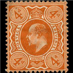 1909 Britain Edward 4p Stamp Mint Hinged ERROR (STM-0792)