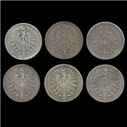 1875 Germany 1 Mark Better Grade 6 Pcs 2 Mints (COI-8017)