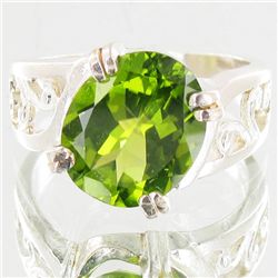 25.4twc Natural Peridot Sterling Ring (JEW-4014)