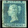 Image 1 : 1841 GB 2p Blue Stamp w/ Premium Cancel Ivory Head (STM-0701)
