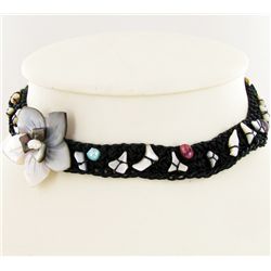 Crocheted Shell Choker Necklace (JEW-4361)