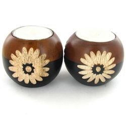 Mango Wood Candle Holder Pair (DEC-764)