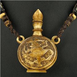 Tibet Bone Snuff Bottle Pendant Necklace (JEW-3836)