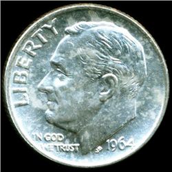 1964 FDR Silver 10c M64 Full Bands (COI-11904)