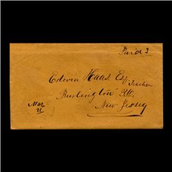 1855 NJ Stampless Cover SCARCE (STM-2033)