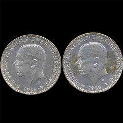 1966 Sweden 5Kr AU 2 PCS (COI-8350)