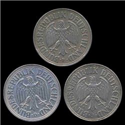 1950 Germany 1 Mark Hi Grade Scarce 3 Pcs (COI-8131)