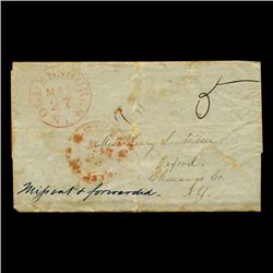 1840s Oswego NY Stampless Cover SCARCE (STM-2052)
