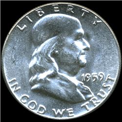 1959 Franklin Silver Half MS64/65 FBL Scarce Reverse (COI-10464)