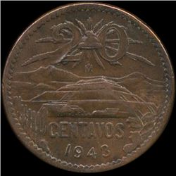 1943 Mexico 20c AU+ (COI-10044)