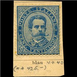 1879 Scarce Italy 25c Stamp MINT NG On Piece (STM-1231)