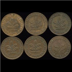 1958-63 Germany 2pf AU/UNC 6Pcs. (COI-9814)
