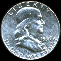 1959 Franklin Silver Half MS64/65 FBL Scarce Reverse (COI-10467)