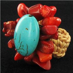 Handcrafted Crocheted Howlite Coral Ring (JEW-4399)