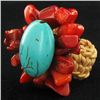 Image 1 : Handcrafted Crocheted Howlite Coral Ring (JEW-4399)