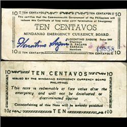 1943 WW2 Guerrilla Rebel Philippines 10c Note Mindanao (CUR-07164)
