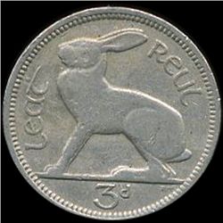 1942 Ireland 3p VF/XF ERROR (COI-10187)