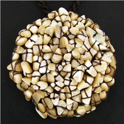 Crocheted Shell Pendant Necklace (JEW-4355)