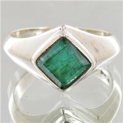 19.55twc Colombian Emerald Sterling Ring (JEW-4138A)
