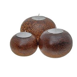 Handcrafted Sugar Palm Candle Holder Set (DEC-279)