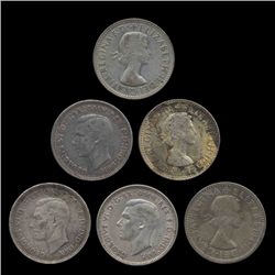 1942-63 Australia Shilling 6pcs XF/AU (COI-8617)