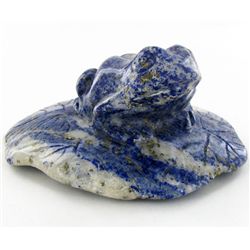 221gm Carved Lapis Frog On Base (MIN-001865)