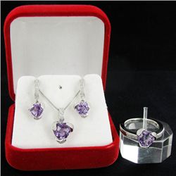 45.8ct Amethyst White Gold Vermeil on Sterling Set (JEW-4174)