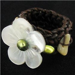 Handcrafted Crocheted MOP Ring (JEW-4404)