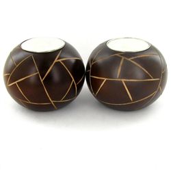 Mango Wood Candle Holder Pair (DEC-788)