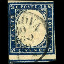 1855 Scarce Italy Sardina 20c Stamp (STM-1128)