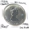 Image 1 : 1988 CANADIAN MAPLE LEAF $5 DOLLARS .9999 1oz Silver Round *RARE PROOF HIGH GRADE*!!