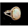 Image 1 : EGL Certified Opal & Diamond Ring 14k