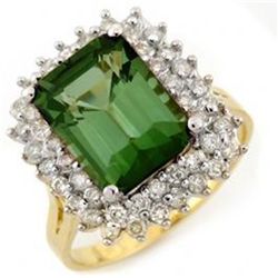 4.75ct Green Tourmaline & Diamond Ring 14K Gold