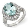Image 1 : 4.5 ctw Aquamarine & Diamond Ring 14K