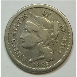 1882  3 ct nickel   VF  SCARCE COIN