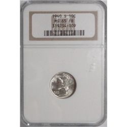 1940S Mercury dime   NGC65FB