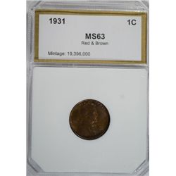 1831 Lincoln Cent  PCI MS63