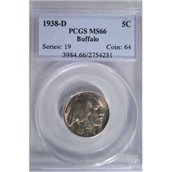 1938-D Buffalo Nickel PCGS MS66 GEM!