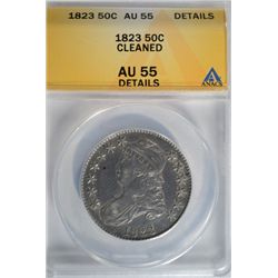 1823 Bust Half Dollar ANACS AU-55 Light Cleaning