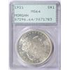 Image 1 : 1921 MORGAN DOLLAR PCGS MS64 RATTLER