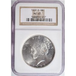 1922-D PEACE DOLLAR NGC MS63