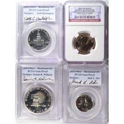 2007-D G. WASHINGTON DOLLAR NGC BU AND 3 PCS PCGS 1976-S SILVER SET GEM PROOF