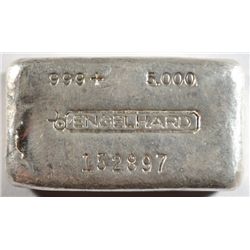 5 OZ ENGELHARD .999 SILVER POURED BAR