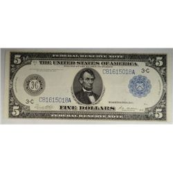 1914 F.R. NOTE $5.00 XF