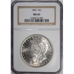 1882 MORGAN SILVER DOLLAR NGC MS 65 SUPER!