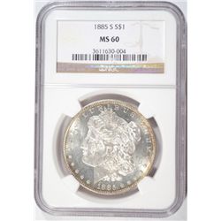 1885-S MORGAN DOLLAR NGC MS60 LOOKS PL
