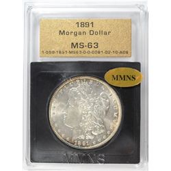 1891 MORGAN DOLLAR MMNS MS-63. REALLY A NICE COIN