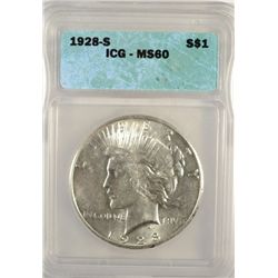 1928-S PEACE DOLLAR ICG MS60